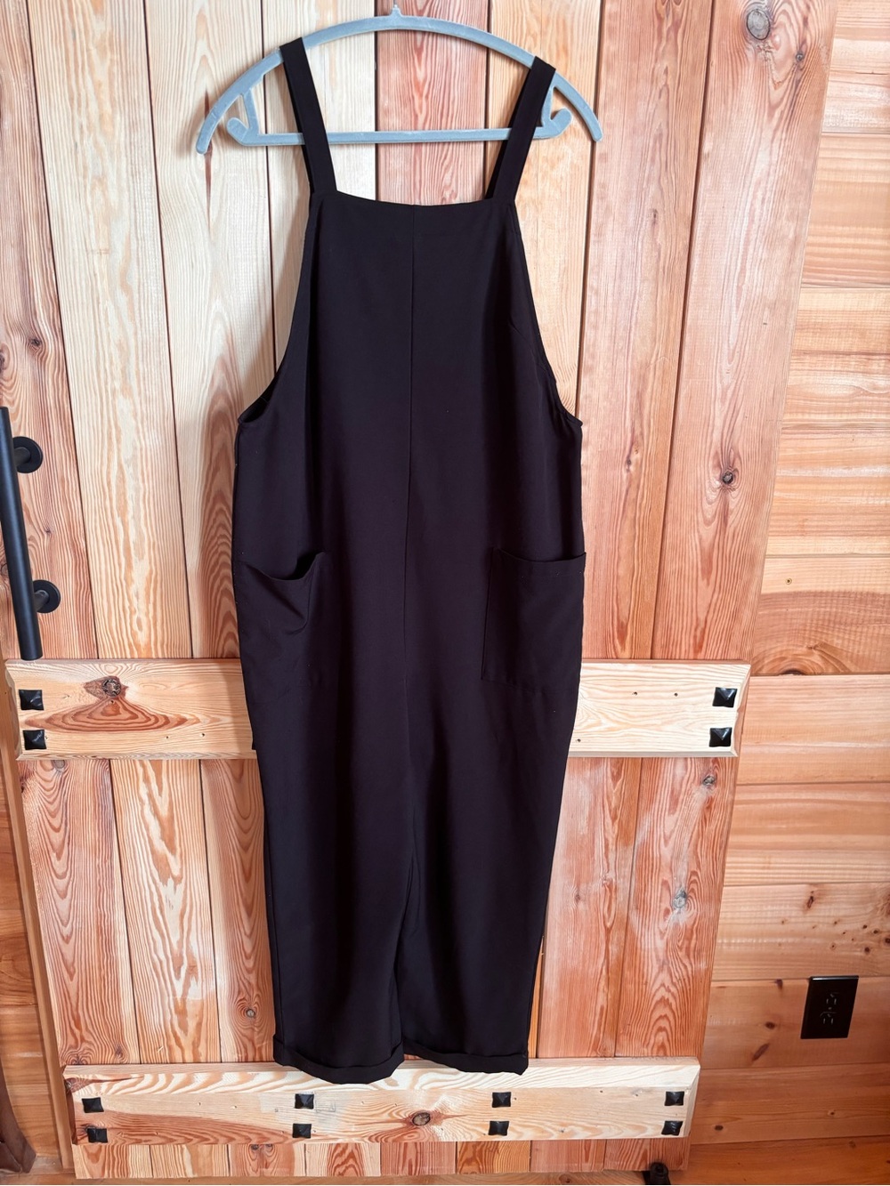 Black Women's Pinafore Jumpsuit with Pockets
